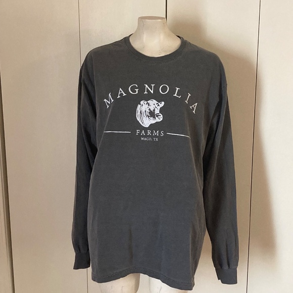 Magnolia Comfort Color Gray Long Sleeve T Shirt SIZE LARGE 100% Cotton Unisex - Picture 2 of 6